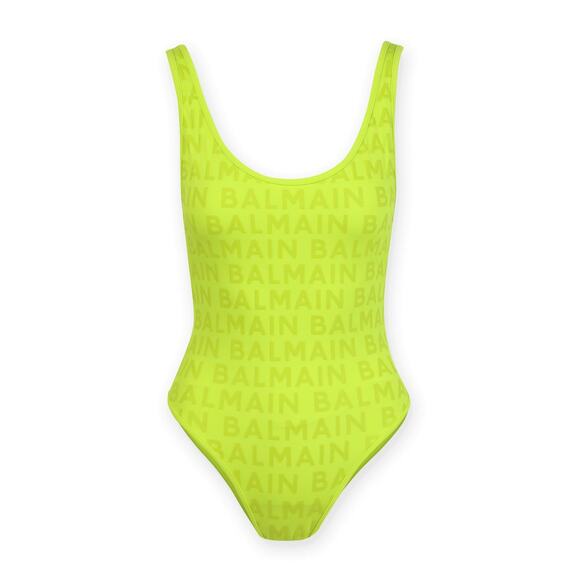 Balmain Logo One Piece Swimsuit - S Bright Neon - Picture 4 of 5